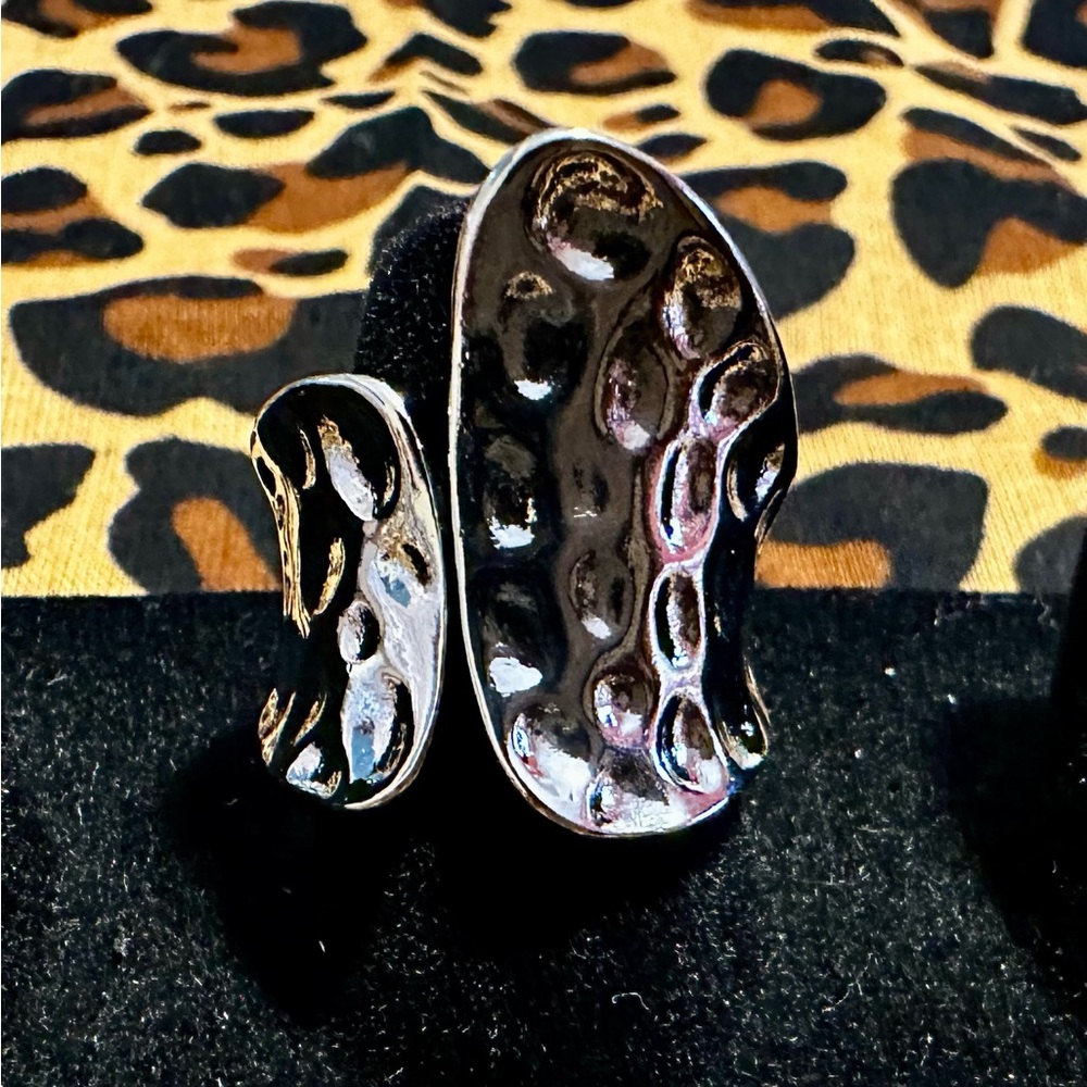 Silver Textured Statement Ring